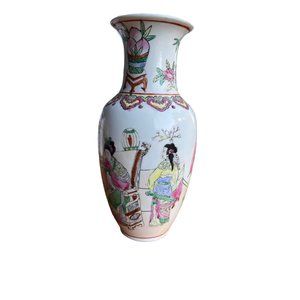 Princessa Toyo Japanese Hand Painted Vase 1988 China Figural Asian Vintage 8 in